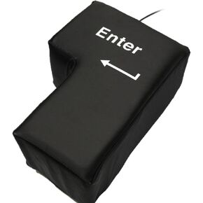 Anti-Stress Computer Huge Enter Key Big USB Keyboard Vent Button Pillow Desktop Stress Reliever Cushion, 15x21x10cm, Black