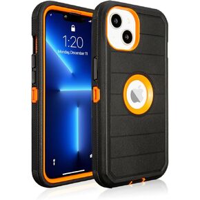 Phone Case for iPhone 13 Case Defender, Heavy Duty Full-Body Protection, 3 Layers of Sturdy, Anti-Drop Silicone Phone Cover(Black)