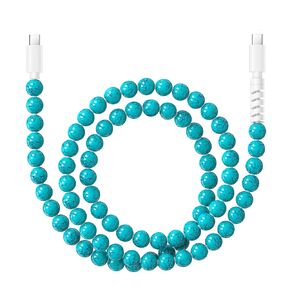 HianDier USB C to USB C Cable 3.3FT 3A Stylish Durable Green Turquoise Bead Type C Charger Fast Charging Cord Compatible with iPhone 16 Pro Max 15 Samsung S25 Ultra S24 for iPad Pro MacBook-Green