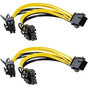 6 Pin to Dual 8 Pin PCIe Adapter Power Cables, 6 Pin to Dual PCIe 8 Pin (6+2) Graphics Card PCI Express Power Adapter GPU VGA Y-Splitter Extension Cords Mining Video Card Converter Cable (2Pack/20cm)