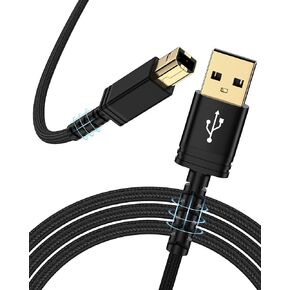 6FT USB Printer Cable, USB 2.0 Type A Male to B Male Cable Scanner Cord for HP, Canon, Brother, Dell, Epson, Lexmark, Xerox to Computer/Laptop/PC, USB 2.0 MIDI Cable for Keyboard, Digital Piano, DAC