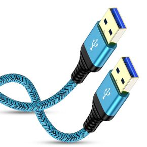 USB A to USB A Cable 10 FT, USBA Cord 10 Feet Long Male to Male Cable Type A to A Male Extension Cord Data Transfer for Computer PC Laptop Cooler Cooling Pad TV Hub Hard Drive Enclosure DVD Player