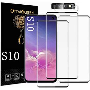 Galaxy S10 Screen Protector, Tempered Glass Screen Protector【3+1 Pack 】1 Pack Camera Lens Protector, 3D Glass 9H Hardness Tempered Glass Screen Protector for Samsung Galaxy S10
