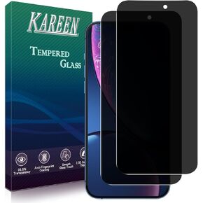 KAREEN 2 Pack Privacy Screen Protector for iPhone 16 Pro Max Tempered Glass, Anti Scratch, Bubble Free, 9H Hardness, Easy to Install