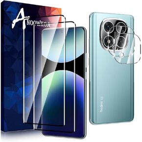 Anoowkoa[2 pack for Redmi Note 14 Pro+ 5G 3D Screen protector + [2 pack] Note 14 Pro plus 5G camera lens Tempered Glass protector .9H hardness.anti-fingerprint.no air bubbles.Easy Installation
