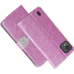 for Nokia C110 N156DL Glitter Case Wallet Card Holder Kickstand Magnetic Soft Leather Flip Fold Case for Nokia C110 Cover (Silver)