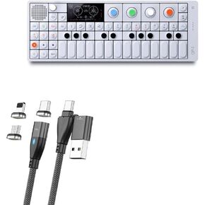 BoxWave Cable Compatible with Teenage Engineering OP-1 - MagnetoSnap PD AllCharge Cable (100W), Magnet Charging Braided USB Type-C Micro - Jet Black