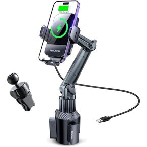 2-in-1 حامل كأس السيارة اللاسلكي شاحن الهاتف: 15W شحن سريع الشحن التلقائي AIR AIR CAR CAR MOUNT MOUNT ARCHER 13inCH TELLANCH Long Neck Phone حامل للسيارة ، Universal for iPhone Samsung
