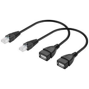 GINTOOYUN 2 Pcs USB to RJ45 Cable USB to RJ45 Ethernet Cable USB Female to RJ45 8P4C Ethernet Male Extension Cable for Router,ADSL Modem,Camera etc(11.81 Inch)