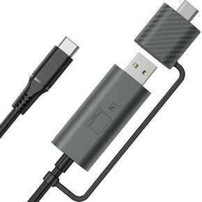 2-in-1 USB-A/C to HDMI Converter Cable for 14''/15.6'' Tri-Screen Display, Video Signal Adapter Compatible with M1/M2/M3/M4 MacBook and No Type C Laptops, Need to Download Driver