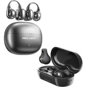 King Lucky Clip on Earbuds&i21 Open Ear Earbuds Wireless Bluetooth 5.4 for Running, Sports, and Glasses Wearers (Black)