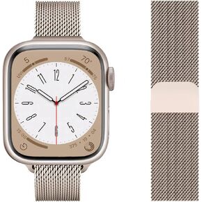 Compatible With Apple Watch Band Series 10 42mm Stainless Steel Mesh Loop Clasp Watch Strap 38mm/40mm/41mm Self-Adjustable Band for iWatch Series 9/8/7/6/5/4/3/2/1/SE