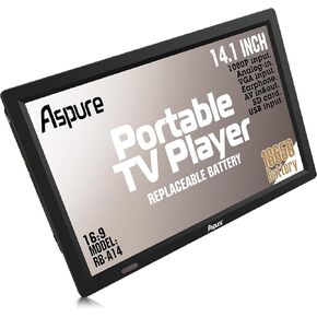 14Inch Portable Digital ATSC HD Screen Freeview LED TV with charger battery compartment for Car,Camping,Outdoor, Kitchen.Rechargeable Batteries,Television/Monitor with media Player USB LEADSTAR