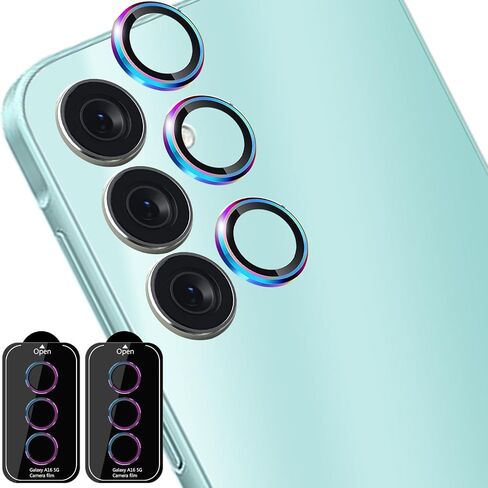 (2 Set for Samsung Galaxy A16 5G Camera Lens Protector, Scratch-Resistant HD Clarity Ultra-Thin 9H Tempered Glass with Aluminum Edging, Individual Metal Lens Cover (Color) in Kuwait