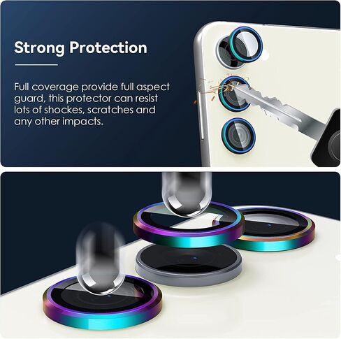 (2 Set for Samsung Galaxy A16 5G Camera Lens Protector, Scratch-Resistant HD Clarity Ultra-Thin 9H Tempered Glass with Aluminum Edging, Individual Metal Lens Cover (Color) in Kuwait