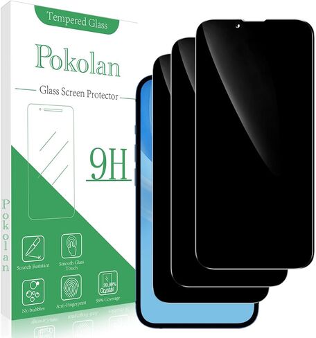 Pokolan (واقي شاشة خصوصية 3 حزمة مصمم لـ iPhone 13/iPhone 13 Pro 6.1 بوصة ، زجاج مضاد للتجسس ، مضاد للخدش ، خالية من الفقاعة in Kuwait