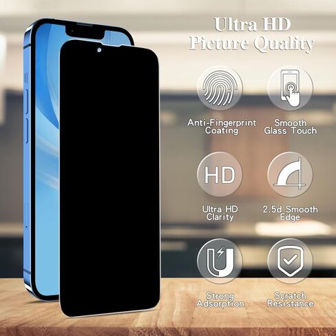 Pokolan (واقي شاشة خصوصية 3 حزمة مصمم لـ iPhone 13/iPhone 13 Pro 6.1 بوصة ، زجاج مضاد للتجسس ، مضاد للخدش ، خالية من الفقاعة in Kuwait