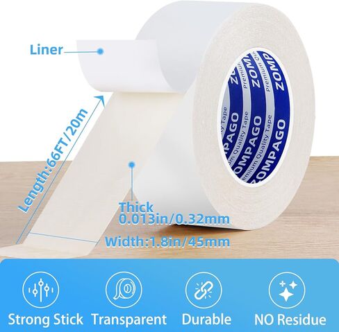 Double Sided Duct Tape Heavy Duty Adhesive Cloth Tape Waterproof Tape for Fabric Carpet,DIY Projects and Clothes Repairs,Easily Tears No Sewing or Ironing Required,White Duct Tape,1.18inx66FT in Kuwait