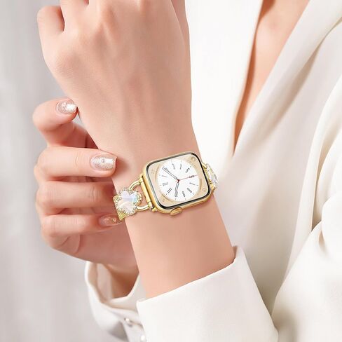 wipalor Thin Clover Magnetic Band for Apple Watch Bands for Women 42mm 41mm 40mm 38mm, Slim Cute Bling Sparkly Metal Milanese iWatch Bands for iPhone Watch Series 10 9 8 7 6 5 4 3 2 1 SE-Rose Gold in Kuwait