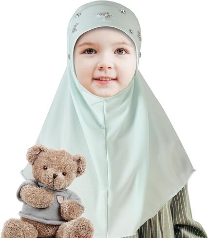 Lenmipot الفتيات الصغيرات الحجاب الإسلامي للأطفال الحجاب الحجاب اليدوية فراشة حجر الراين قبعة الحجاب الإسلامي للفتيات (2-5 سنوات) in Saudi Arabia