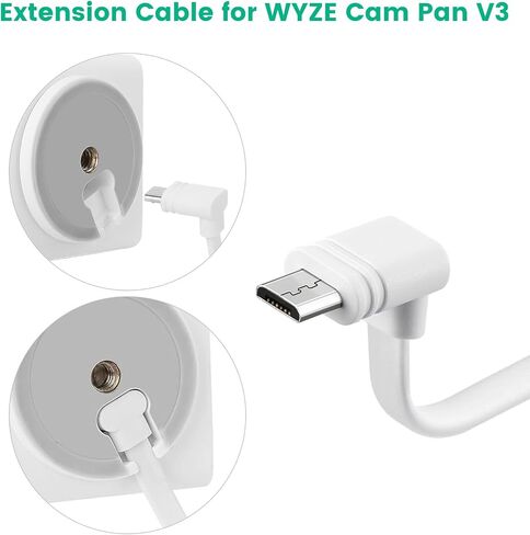 2-Pack 30 ft Cable for WYZE Cam Pan V3 Outdoor Camera, Micro USB 90 Degree Adapter, Flat Power Cord, Black in Kuwait