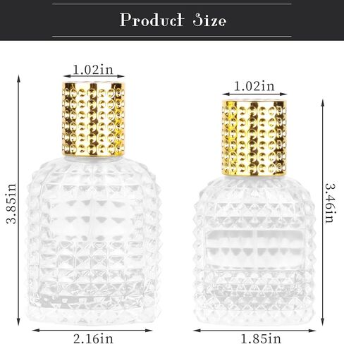 Refillable Spray Perfume Bottles, Clear Thick Glass Empty Perfume Bottle, Gold&Silver Perfume Atomizer,Travel Cologne Sprayer Bottles. (Gold & Silver, 1.7 Ounces) in Kuwait