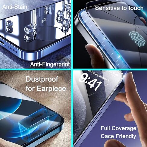 2 حزمة 360 درجة واقي شاشة شاشة الخصوصية [المحاذاة التلقائية ، إزالة التلقائي] سهلة التثبيت تغطية كاملة 4 اتجاهات مضادة للتجسس الفيلم (ل iPhone 15 Pro Max-6.7 بوصة) in Kuwait