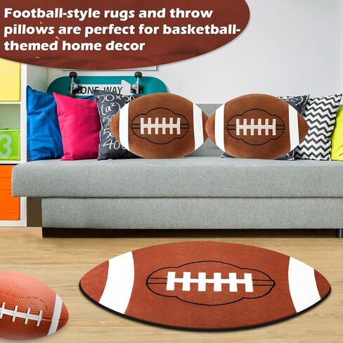 Nuanchu 3 Pcs Basketball Plush Pillows and Basketball Rug for Room Stuffed Basketball Pillow Fluffy Soft Sports Throw Pillow Basketball Round Mat Area Rug Basketball Room Decor for Bedroom Decor in Saudi Arabia