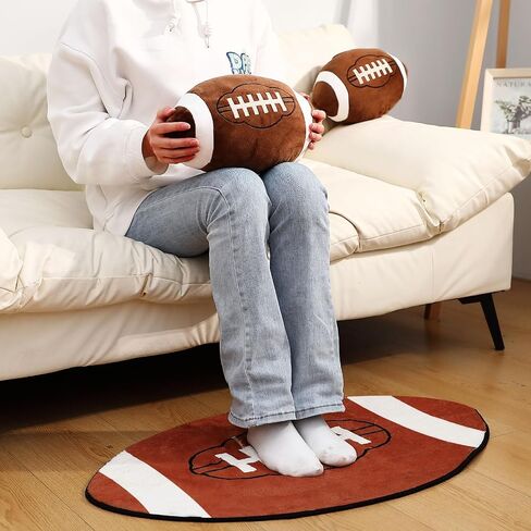 Nuanchu 3 Pcs Basketball Plush Pillows and Basketball Rug for Room Stuffed Basketball Pillow Fluffy Soft Sports Throw Pillow Basketball Round Mat Area Rug Basketball Room Decor for Bedroom Decor in Saudi Arabia