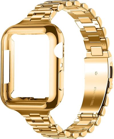 متوافق مع شريط Apple Watch للنساء ، أشرطة IWatch المعدنية من الفولاذ المقاوم للصدأ مع علبة Apple Watch Series 9/8/7/6/5/4/2/1/SE حزام فاخر in Kuwait