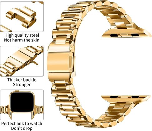 متوافق مع شريط Apple Watch للنساء ، أشرطة IWatch المعدنية من الفولاذ المقاوم للصدأ مع علبة Apple Watch Series 9/8/7/6/5/4/2/1/SE حزام فاخر in Kuwait