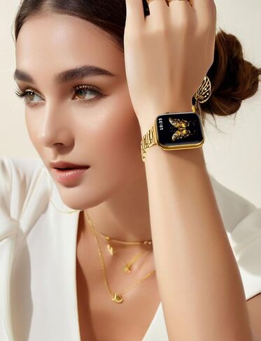 متوافق مع شريط Apple Watch للنساء ، أشرطة IWatch المعدنية من الفولاذ المقاوم للصدأ مع علبة Apple Watch Series 9/8/7/6/5/4/2/1/SE حزام فاخر in Kuwait
