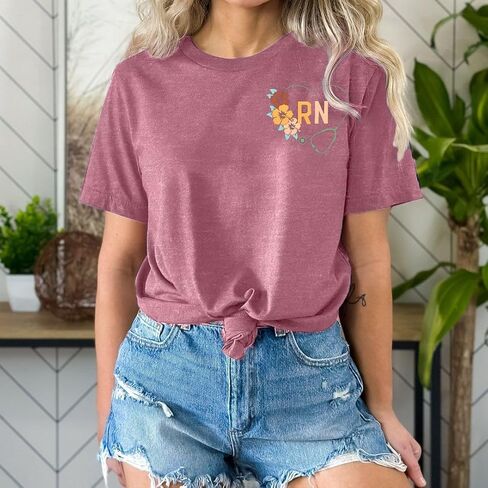 Nurse Shirt Women RN Tshirt: Registered Nurse Shirt Nurse Life T-Shirt Nurse Week Blouse Nursing School Gift Tee Tops in Kuwait