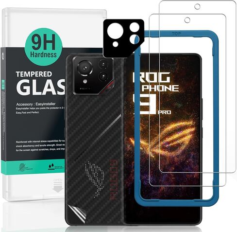 Ibywind Screen Protector for Asus ROG Phone 9 Pro 5G 6.78"(2 Pack),9H Hardness Tempered Glass,with 1Pc Camera Lens Protector,1Pc Back Carbon Fiber Film,Easy to Install in Saudi Arabia