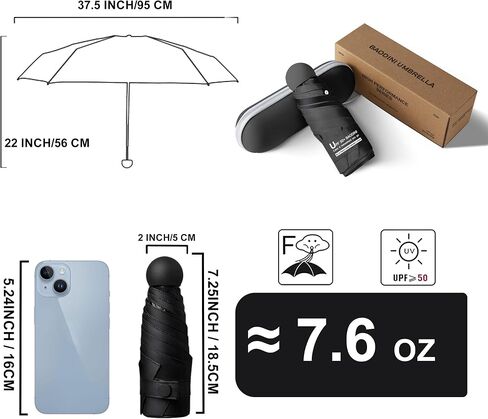 BAODINI Travel Mini Umbrella for Purse With Case-Small Compact UV Umbrella Protection Sun-Lightweight Tiny Pocket Umbrella with Case for Women, Girls in Saudi Arabia