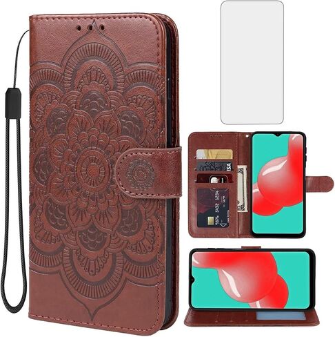 حالة GALAXY A32 5G CASE ، GALAXY M32 5G SM-A326 CASE مع واقي شاشة زجاجية مقسمة ، حافز بطاقة بطاقة الائتمان من جلود Samsung Galaxy A32 5G Rose Gold in Kuwait