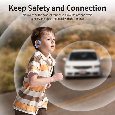 Kids Open Ear Headphones: Bluetooth 5.3 Air Conduction Open Ear Headphones Air Conduction Earbuds with Mic for Boys Girls School/Study/Listen to Music/Watch iPad(Pink) in Saudi Arabia