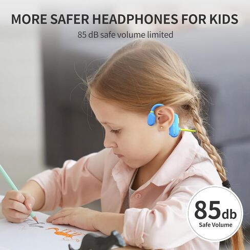 Kids Open Ear Headphones: Bluetooth 5.3 Air Conduction Open Ear Headphones Air Conduction Earbuds with Mic for Boys Girls School/Study/Listen to Music/Watch iPad(Pink) in Saudi Arabia