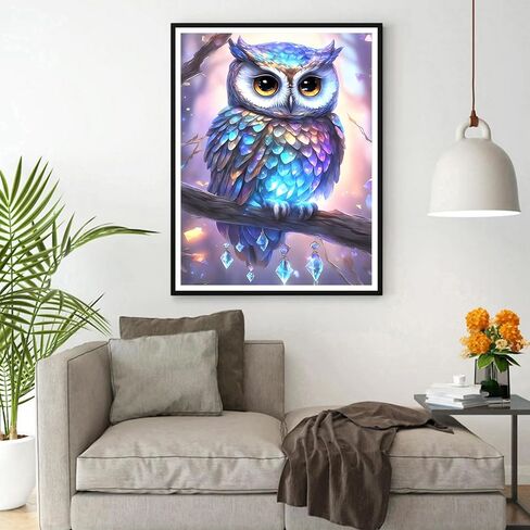 DPHERO 5D Owl Diamond Painting Kits for Adults, Diamond Art Kits for Beginners,Round Full Drill Owl Diamond Painting Art,DIY Paint with Diamonds Flowres Gem Painting Art 12x16 inch in Saudi Arabia