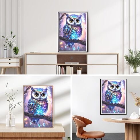DPHERO 5D Owl Diamond Painting Kits for Adults, Diamond Art Kits for Beginners,Round Full Drill Owl Diamond Painting Art,DIY Paint with Diamonds Flowres Gem Painting Art 12x16 inch in Saudi Arabia