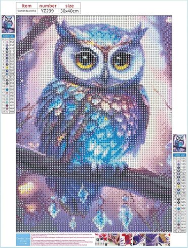 DPHERO 5D Owl Diamond Painting Kits for Adults, Diamond Art Kits for Beginners,Round Full Drill Owl Diamond Painting Art,DIY Paint with Diamonds Flowres Gem Painting Art 12x16 inch in Saudi Arabia