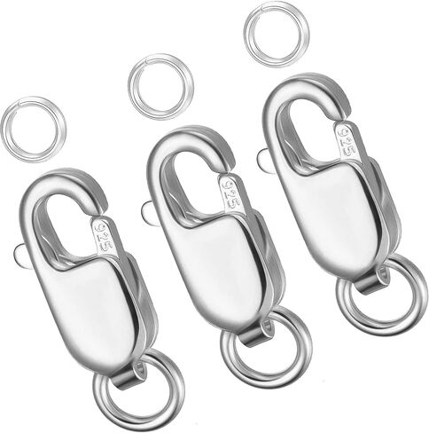 925 Sterling Silver Lobster Claw Clasp with Closed Jump Rings for Necklaces Bracelet Or Jewelry Making, Made in Italy in Saudi Arabia