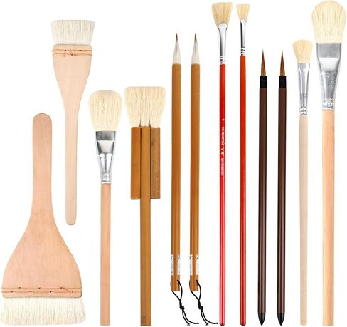 11 Psc Wool Pottery Glaze Brushes, Precision Detailing for Painting, Soft Durable Wool Bristles, Easy to Clean Hake Brushes, Versatile Sizes Ceramic Tools in Saudi Arabia