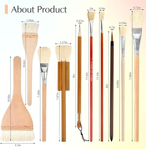 11 Psc Wool Pottery Glaze Brushes, Precision Detailing for Painting, Soft Durable Wool Bristles, Easy to Clean Hake Brushes, Versatile Sizes Ceramic Tools in Saudi Arabia