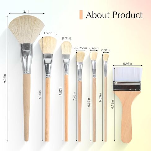 11 Psc Wool Pottery Glaze Brushes, Precision Detailing for Painting, Soft Durable Wool Bristles, Easy to Clean Hake Brushes, Versatile Sizes Ceramic Tools in Saudi Arabia