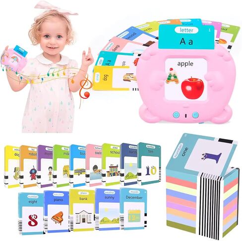 Kids Educational Learning Flashcard Reader for 1 2 3 4 5 6 Year Old Boys and Girls, Speech Therapy Machine Toy, Educational Sight Words Flash Cards (Pink 224 Words) in Saudi Arabia