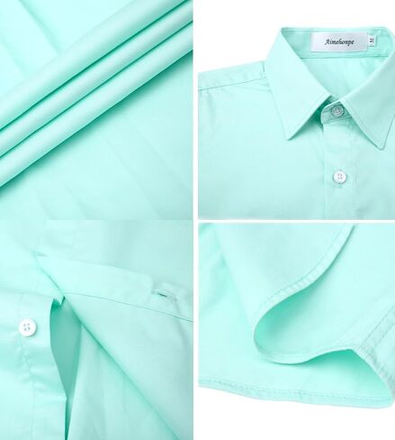 Aimehonpe Boys Short Sleeve Dress Shirts Solid Poplin Soft Stretch Fabrics with Two Bow Tie Set in Kuwait