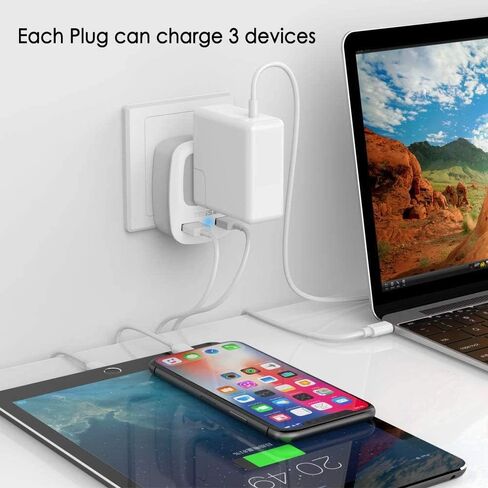 2 Pack European Travel Plud Adapter ، Tessan US to Europe Plug Adapter مع 3 منافذ USB (1 USB C) ، منفذ الطاقة C للاتحاد الأوروبي إيطاليا أيسلندا إسبانيا فرنسا ألمانيا in Kuwait