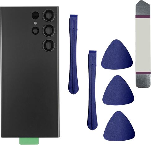 Galaxy S23 Ultra Back Glass Replacement for Samsung Galaxy S23 Ultra Back Cover Glass with Pre-Installed Tape and Camera Lens +Tools (Black) in Kuwait