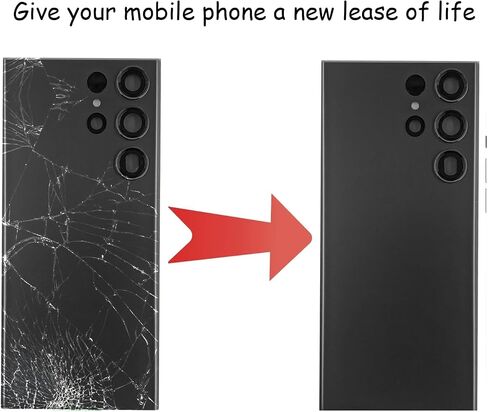 Galaxy S23 Ultra Back Glass Replacement for Samsung Galaxy S23 Ultra Back Cover Glass with Pre-Installed Tape and Camera Lens +Tools (Black) in Kuwait